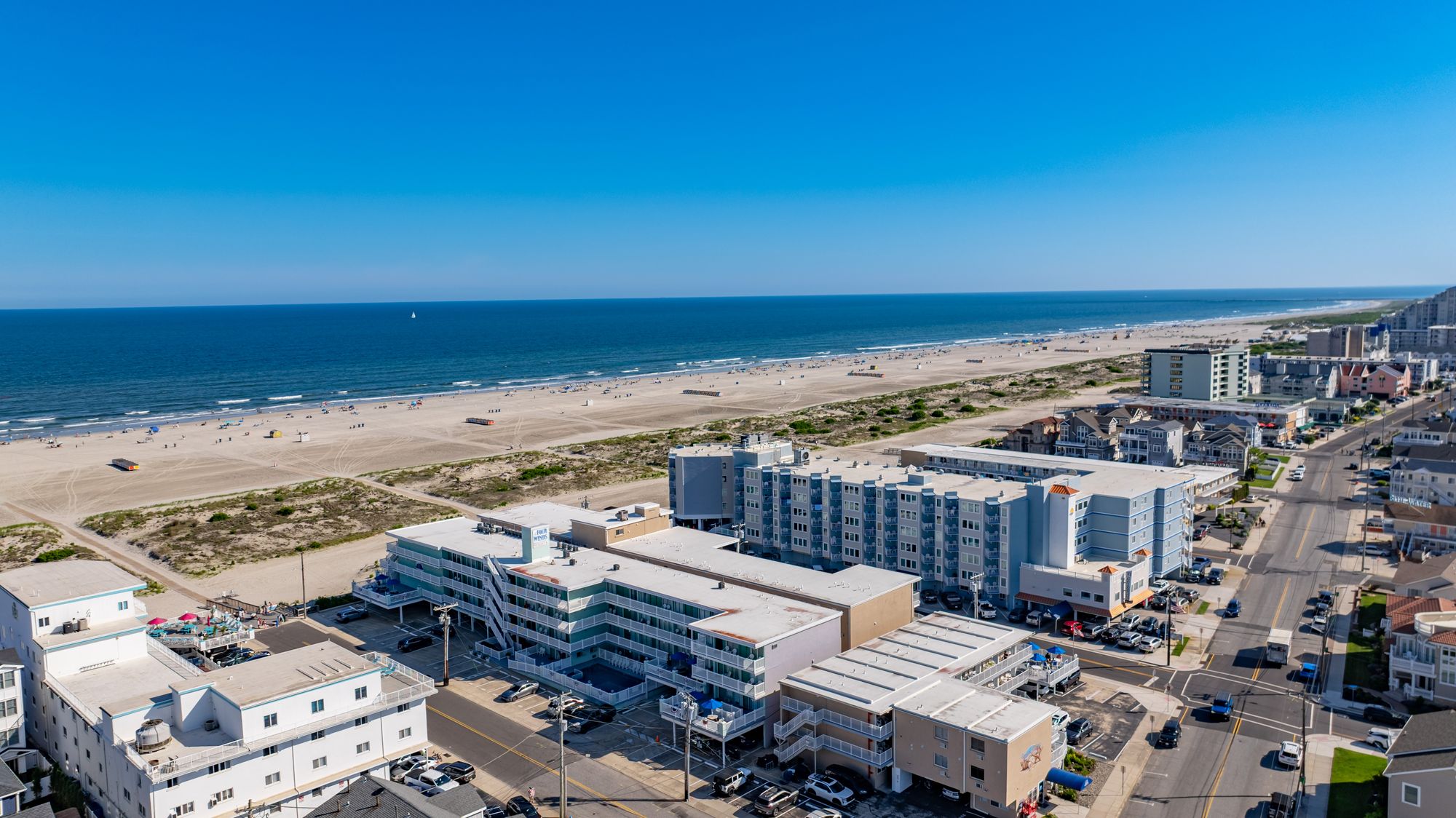 Aerial view of the Wildwood Crest beachfront