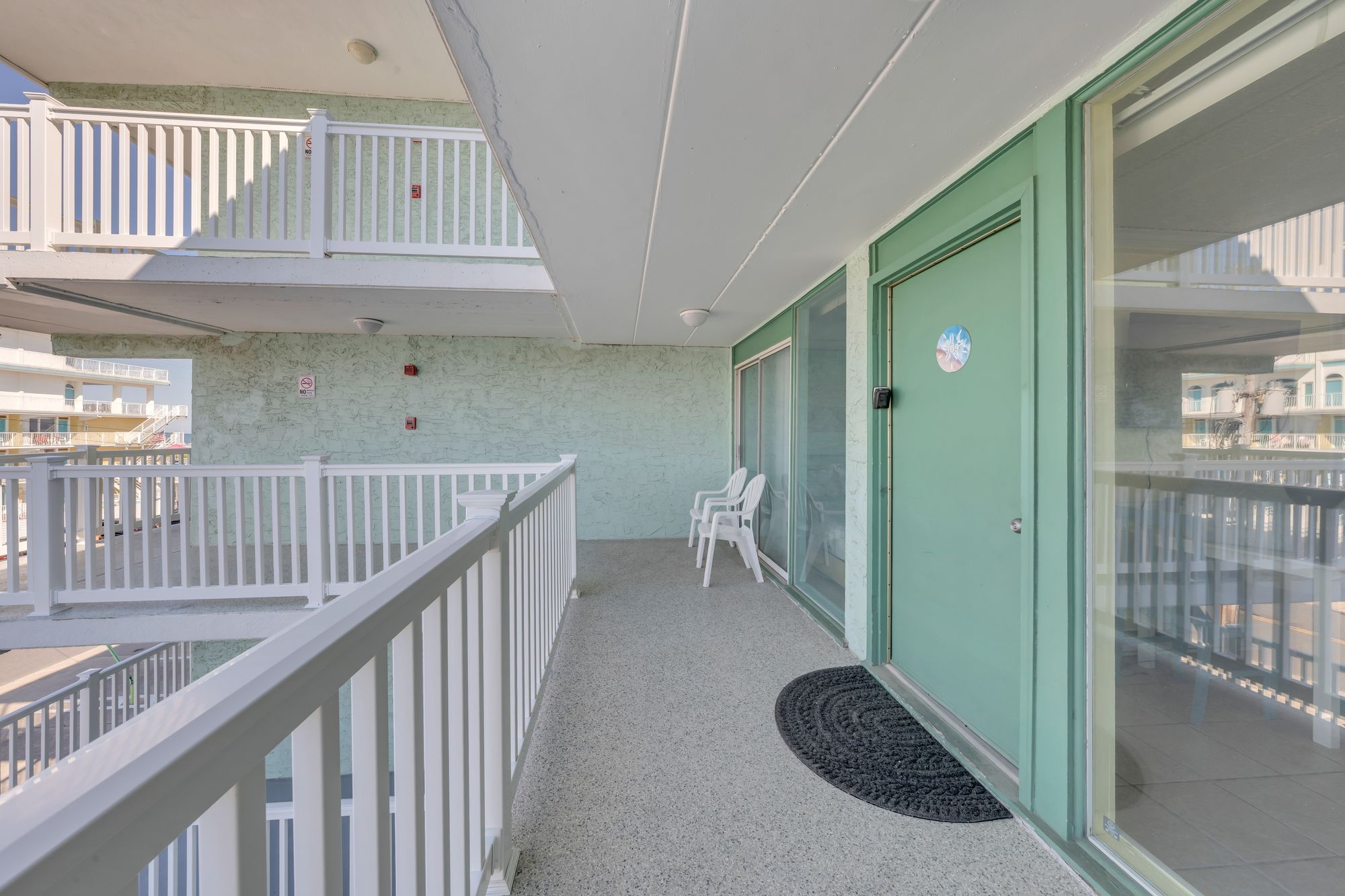 Outdoor balcony walkway at Four Winds